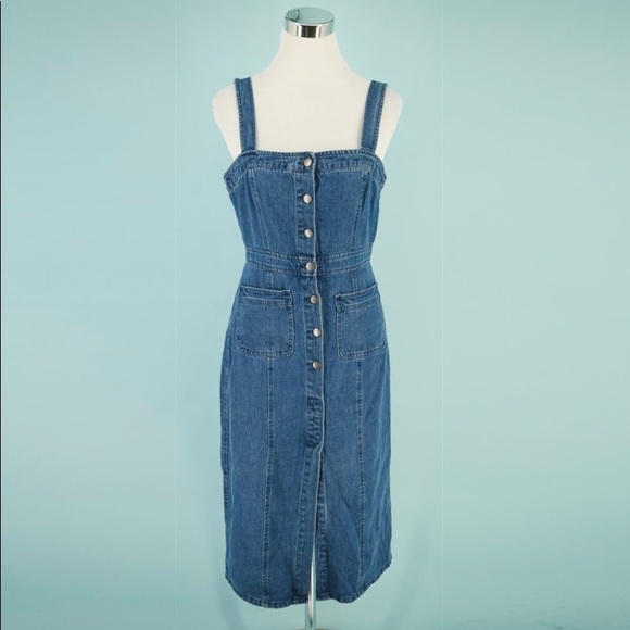 BB Dakota 4 Button Front Midi Denim Dress - Picture 1 of 6